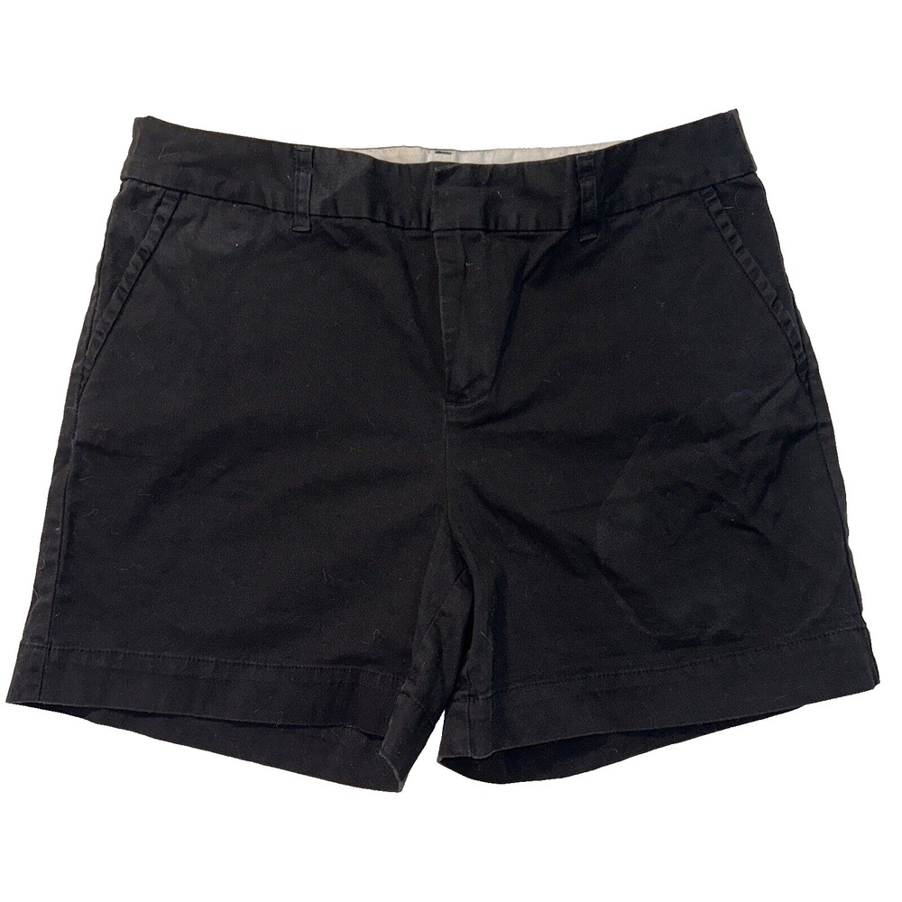 Forever 21 Womens Black Chino Shorts Size 27 Mid Rise Casual Cotton Blend Twill